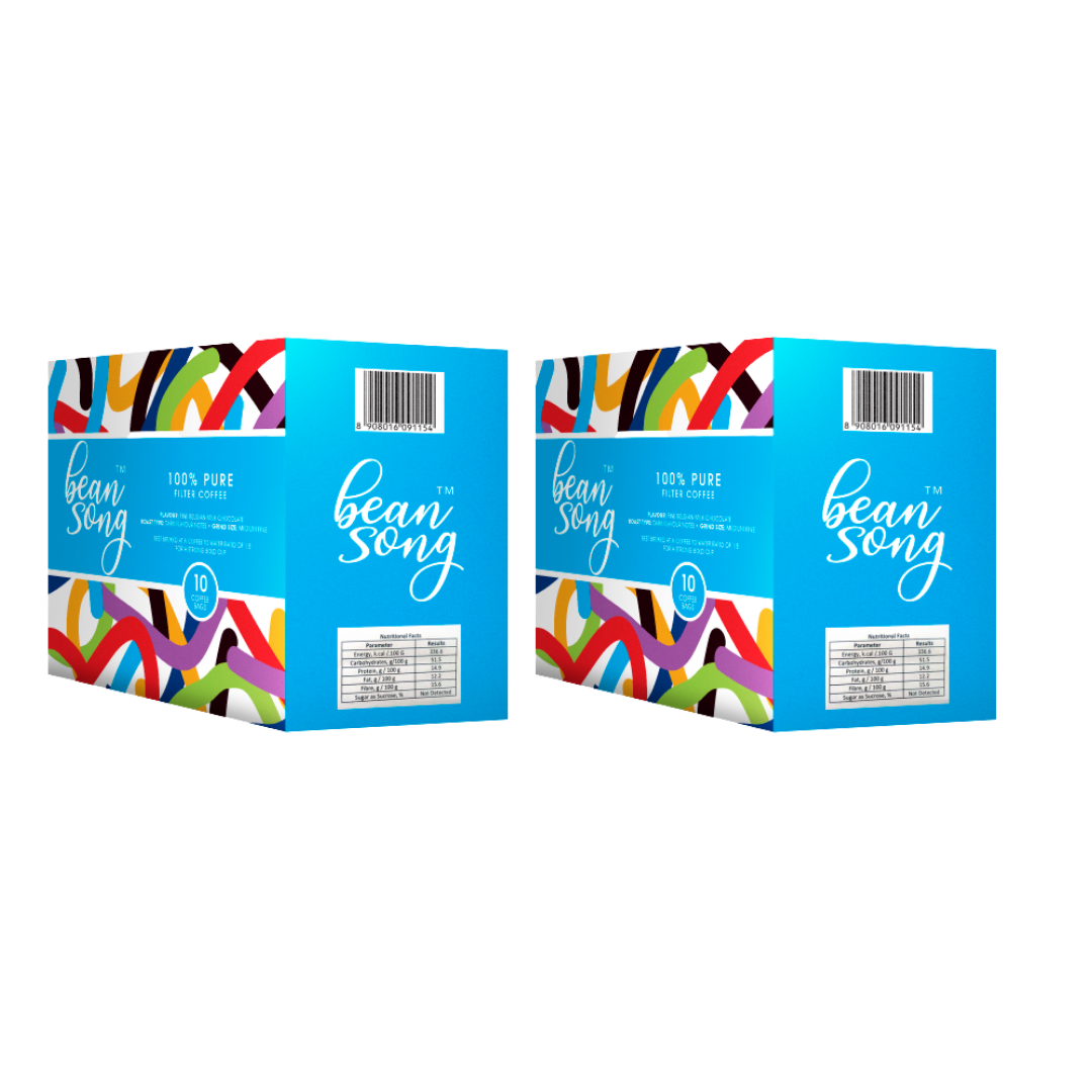 100% Pure Filter Coffee Drip Bags (10 Easy Pours) Pack of 2