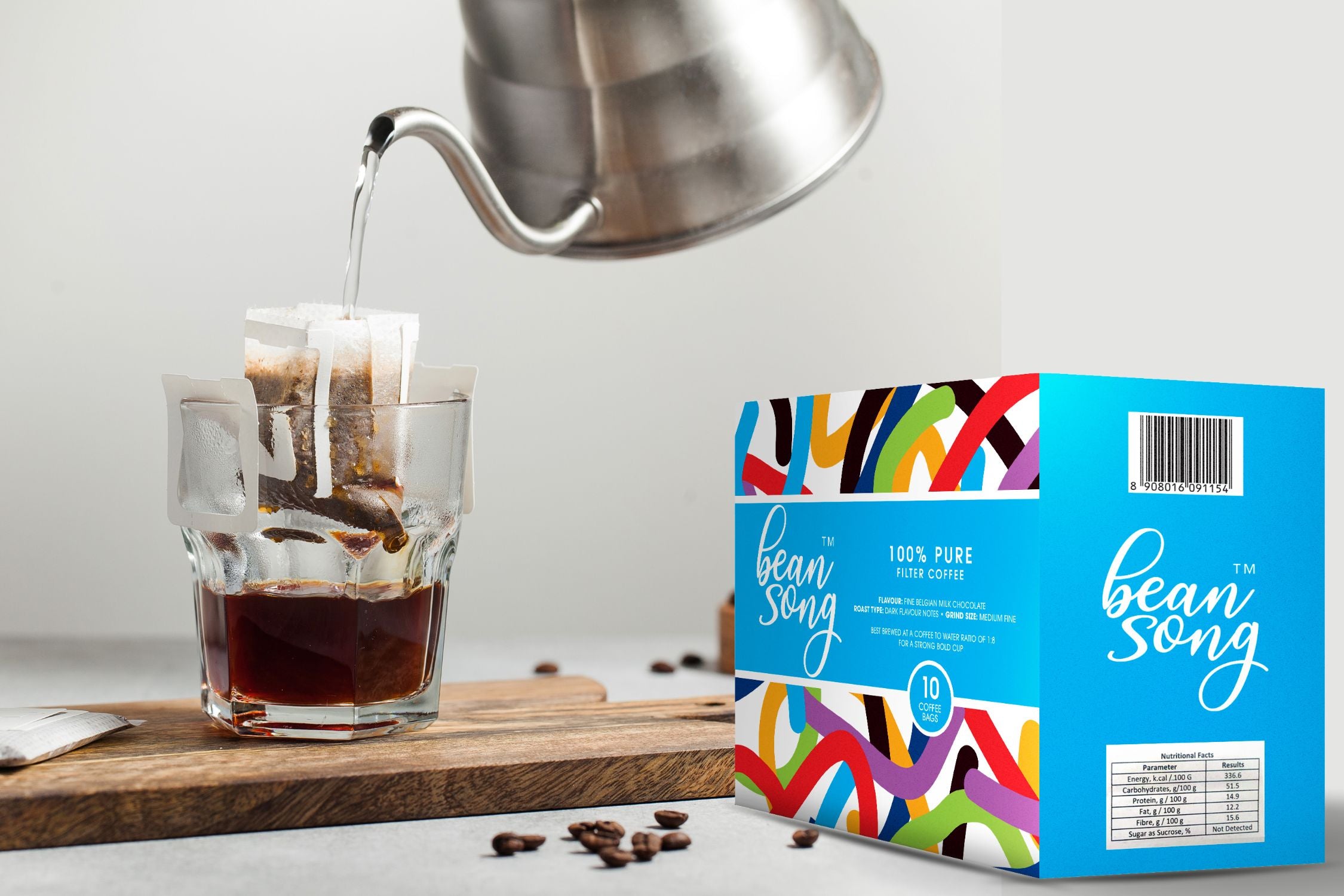 100% Pure Filter Coffee – Single Use Drip Bags(10 Pours)