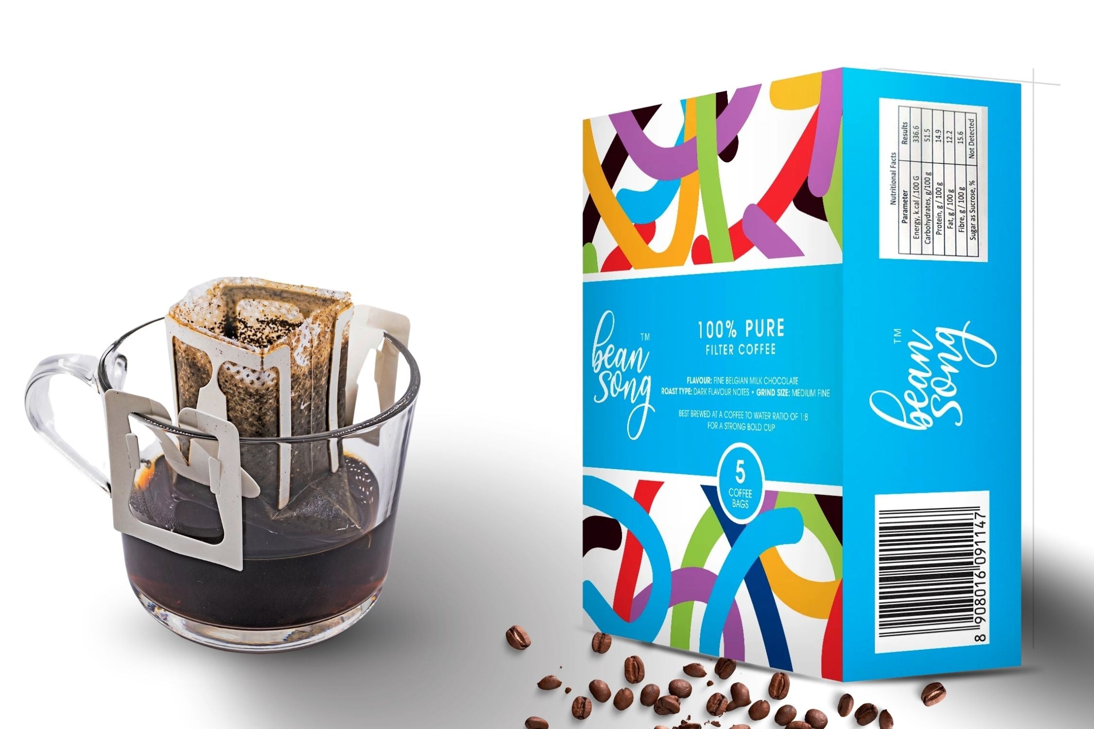 100% Pure Filter Coffee – Single Use Drip Bags (5 Pours)