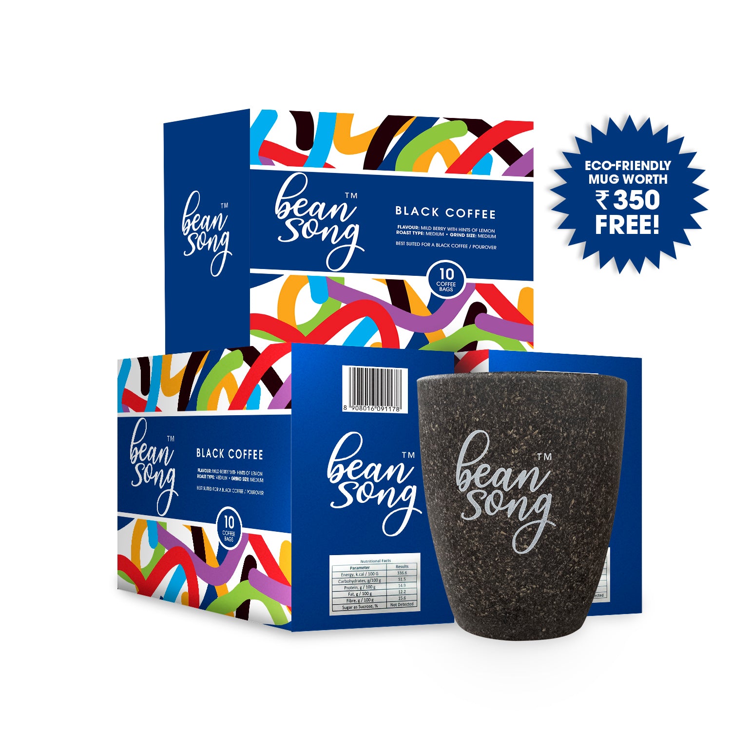 Black Coffee Drip Bags (10 Easy Pours) Pack of 3 with Free Coffee Mug