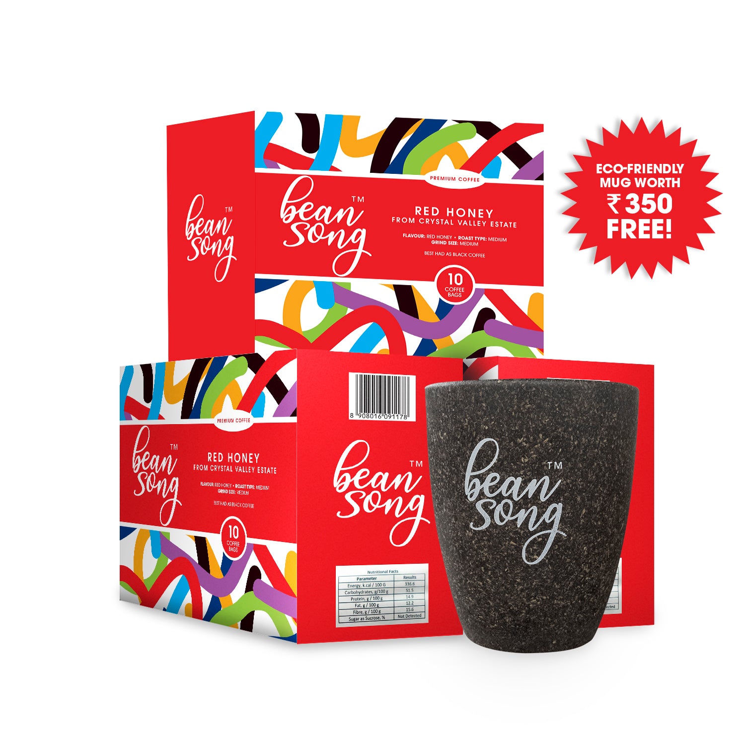 Red Honey Single Estate Coffee Drip Bags (10 Easy Pours) Pack of 3 with Free Coffee Mug